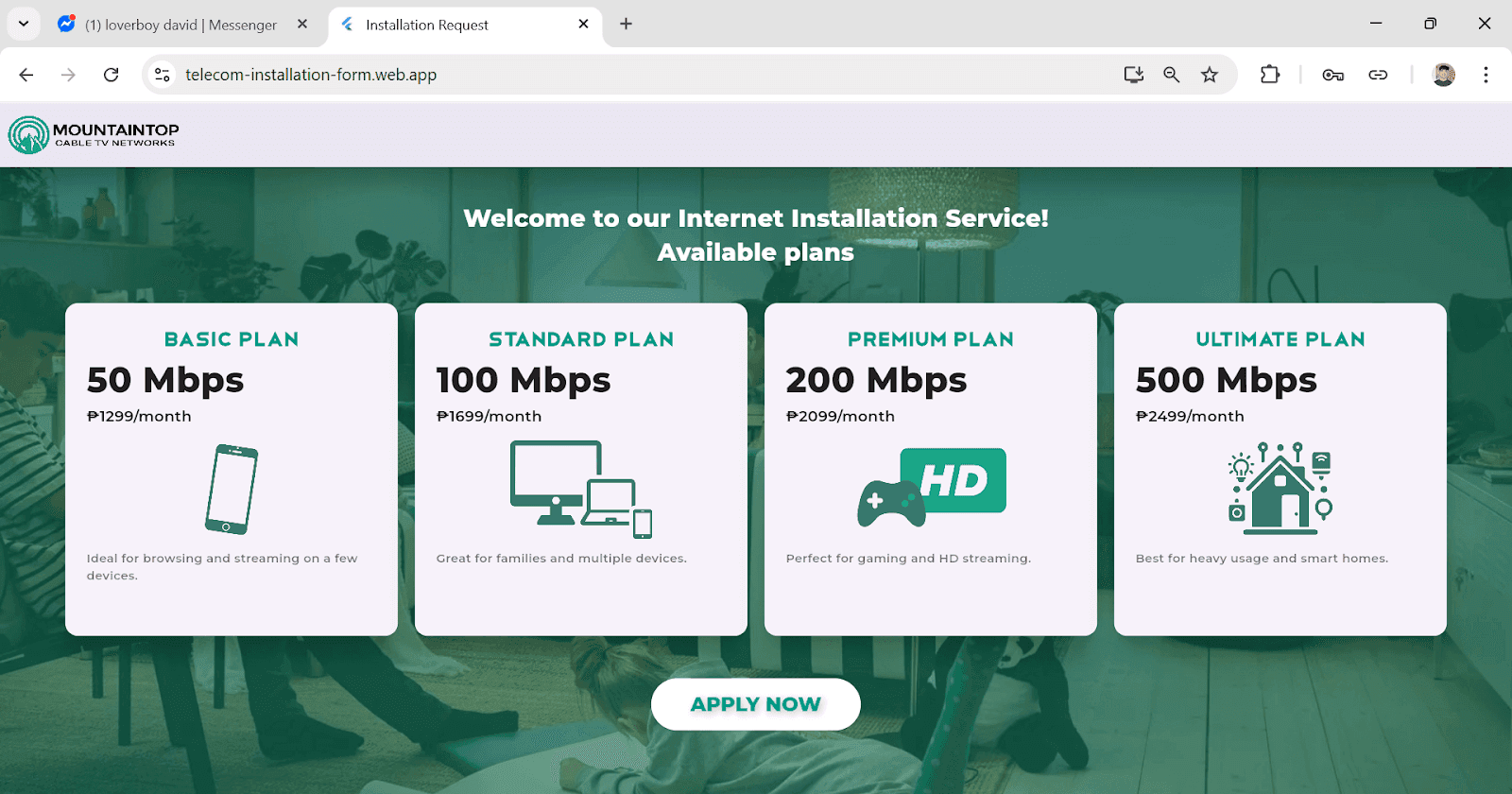 Mountaintop Telecom Installation Form
